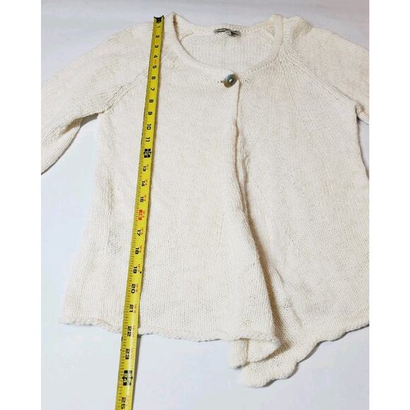 Indigenous Womens Small Sweater ORGANIC COTTON Eco-friendy Cardigan Cream - Picture 9 of 10